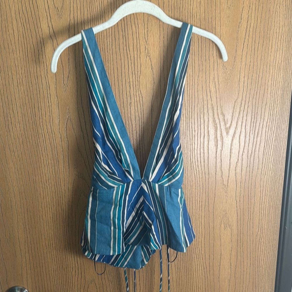Zara Blue Striped Top